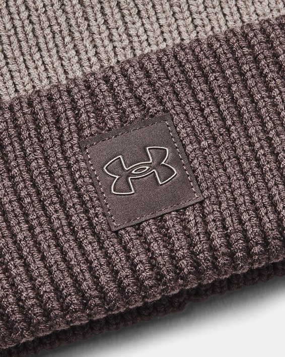 Women's UA Halftime Ribbed Pom Beanie in Gray image number 2